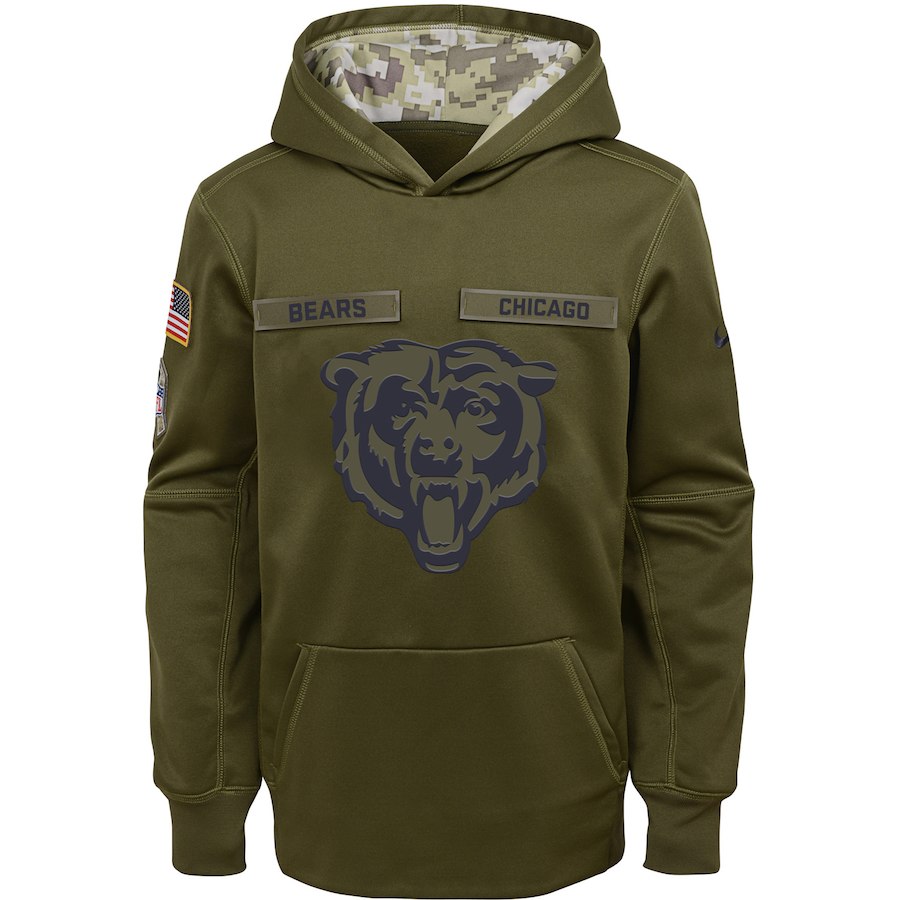 Chicago Bears Nike Youth Salute to Service Pullover Performance Hoodie Green->youth nfl jersey->Youth Jersey